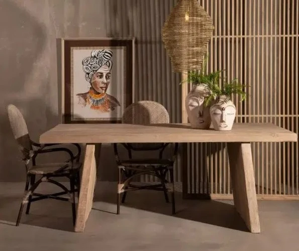 Mesa de comedor natural de madera de pino