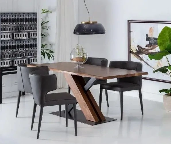 Mesa de comedor natural negro cruz